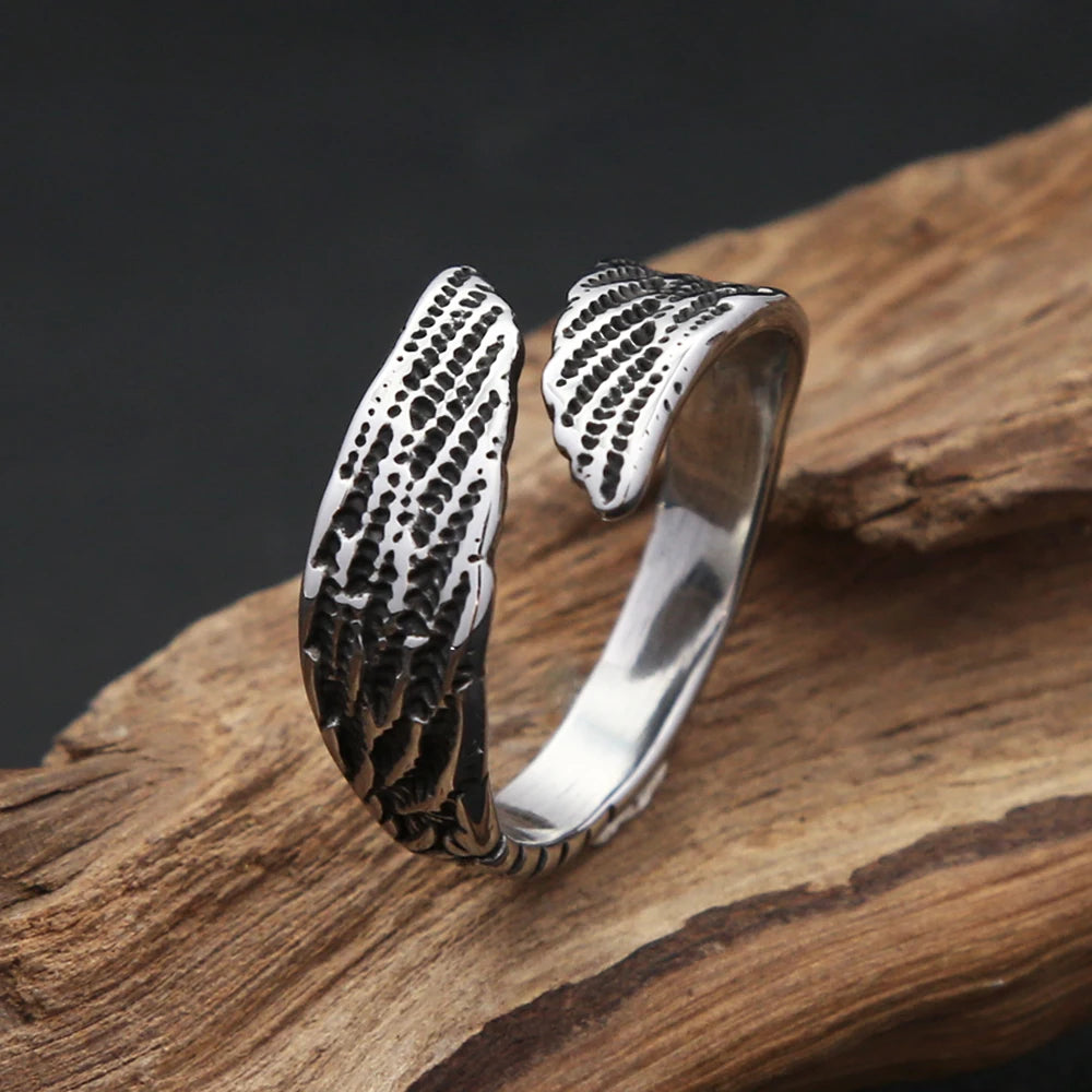 Fashion Vintage 316L Stainless Steel Angel Wings Rings For Men Women Punk Hip Hop Couple Party Jewelry Birthday Gifts Wholesale