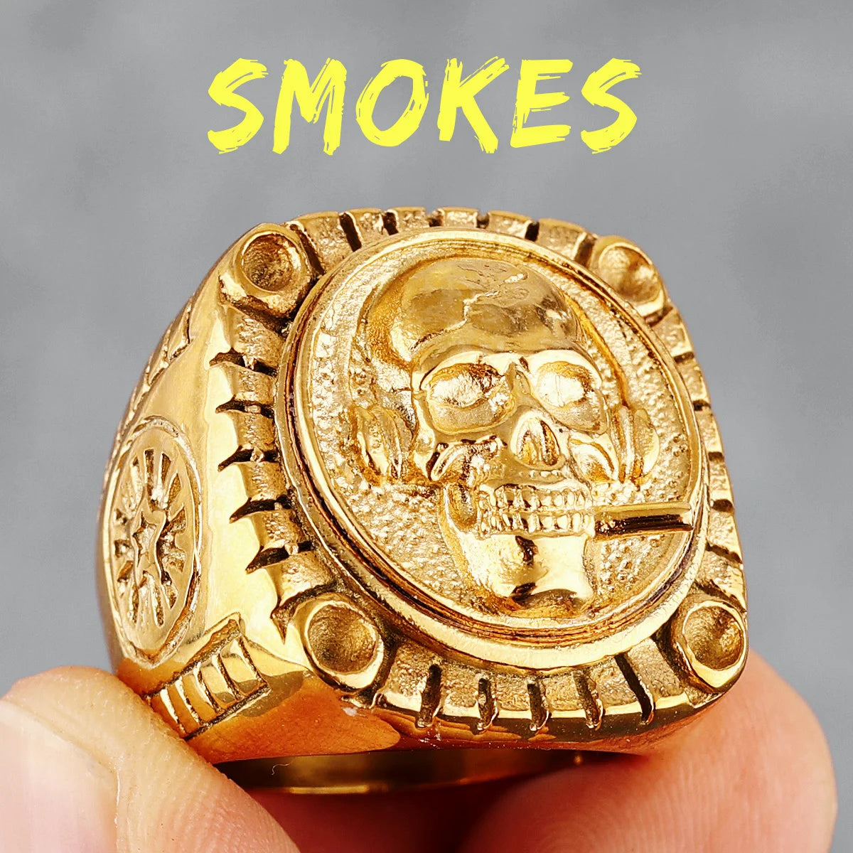 Skulls Badge Rings 316L Stainless Steel Men Ring Variety Retro Skeletons Punk Rock Punk for Rider Male Smoker Jewelry Best Gift