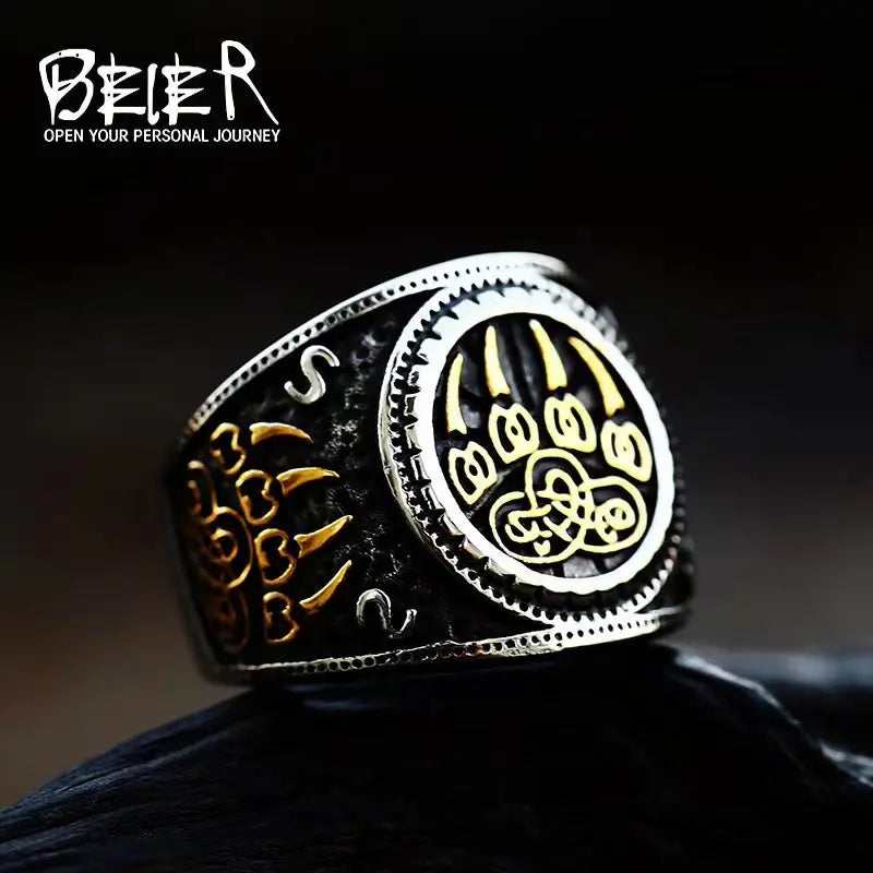 Norse Mythology Odin Raven Rings Mens Viking Wolf Animal Defense Totem Amulet Jewelry Set