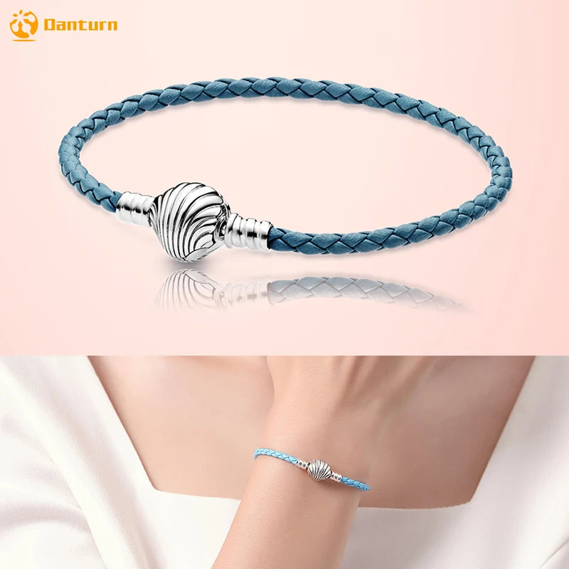 Danturn 925 Silver Heart Infinity Wishbone Heart Blue Disc Fan Clasp Heart T-Bar Multi Snake Chain Bracelets