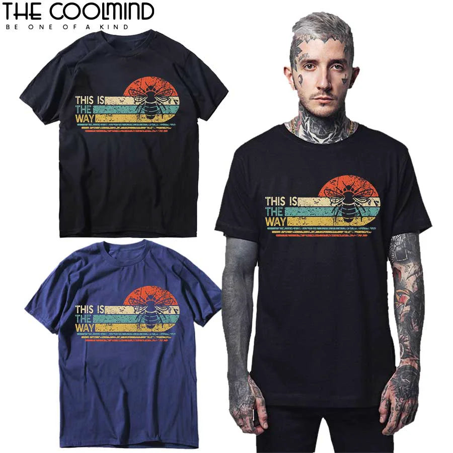 COOLMIND 100% Cotton o-neck Bees Print Unisex T Shirt Cool Bees Men Tshirt Loose t-shirt Men Tee Shirt BEES22