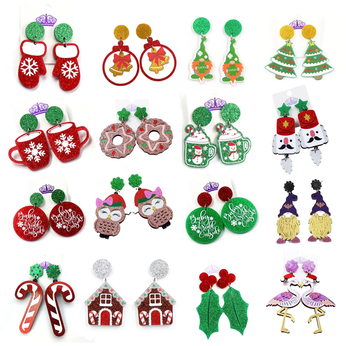 Boucles d'oreilles pendantes de Noël en forme de maison en pain d'épices, boucles d'oreilles en acrylique pailleté pour les fêtes