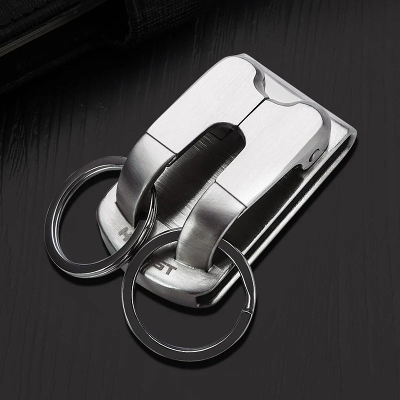 Luxury Key Chain Stainless Steel Men Waist Belt Car Keychain Hanging for Key Ring Holder Jewelry Husband Male Gift Dropshipping