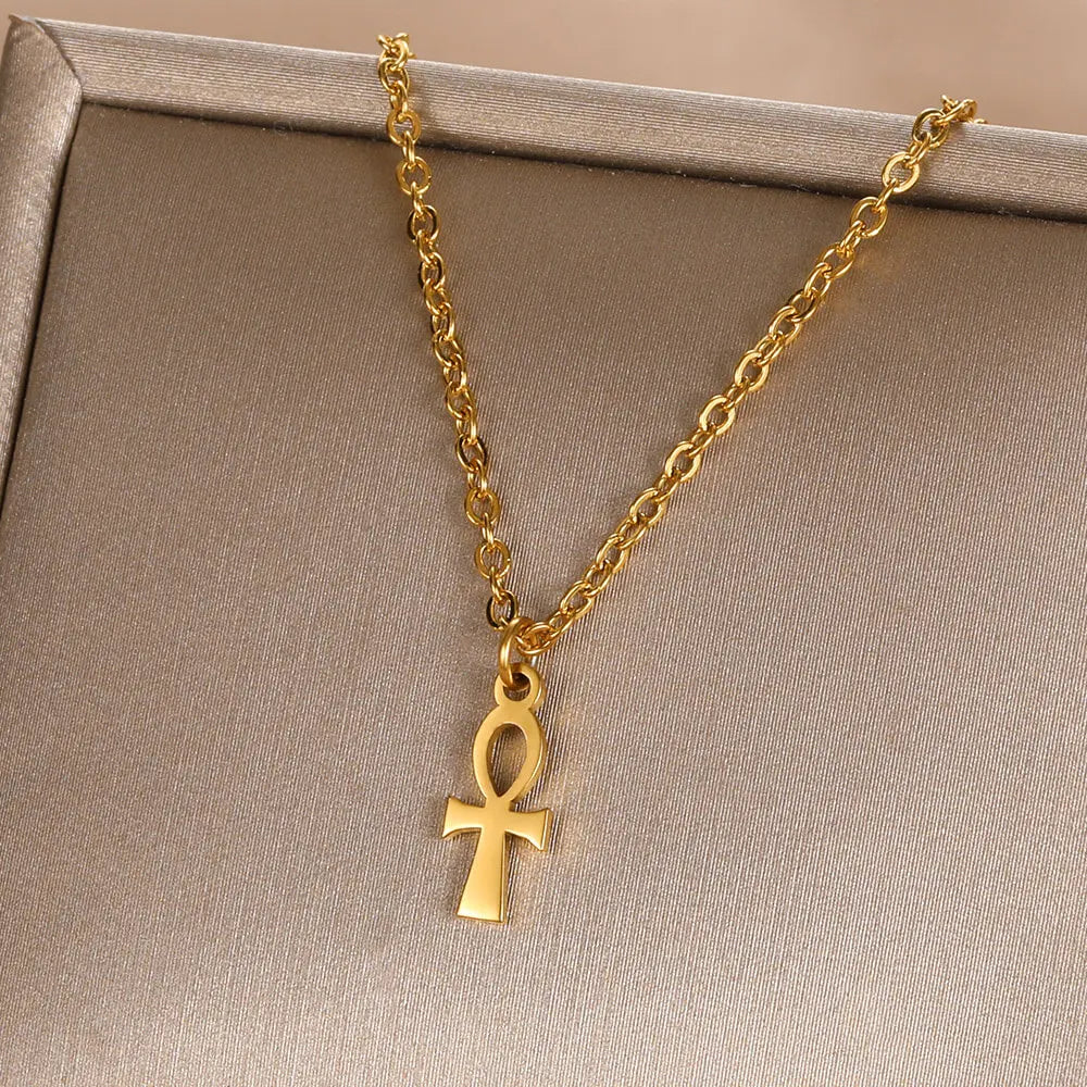 Cross Necklaces Height Classic Egyptian Nile Ankh Cross Pendant necklace  for Women Men Vintage Egyptian Jewelry Amulet Crucifix