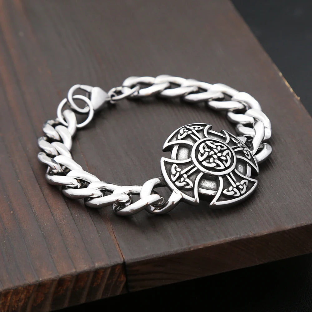 New Vintage Stainless Steel Witch Knot Chain Bracelets For Men Women Fashion Vikings Celtic Knot Bracelet Charm Amulet Jewelry