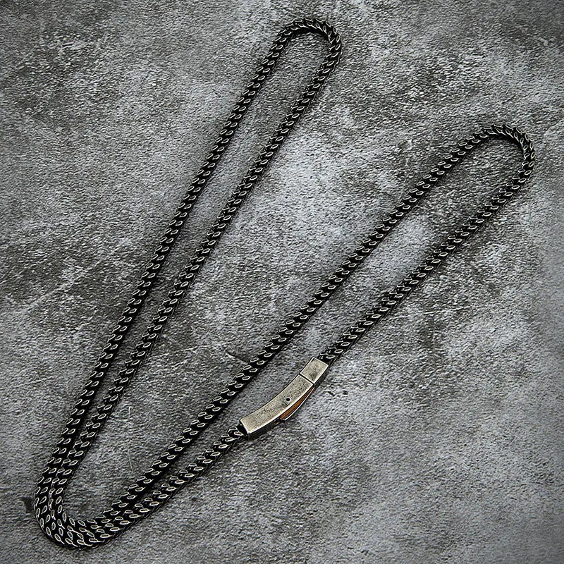 Collar de cadena de acero inoxidable negro mate oxidado vintage para hombres y mujeres, cadena de eslabones cubanos, gargantilla punk, joyería de moda para hombres