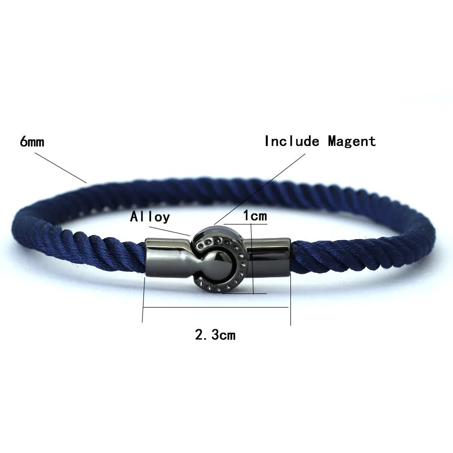 Noter New Nautical Bracelet For Men Creative Black Magnet Buckle Rope Braslet Fabric Wrap Braclet Gifts For Him Pulsera Hombre