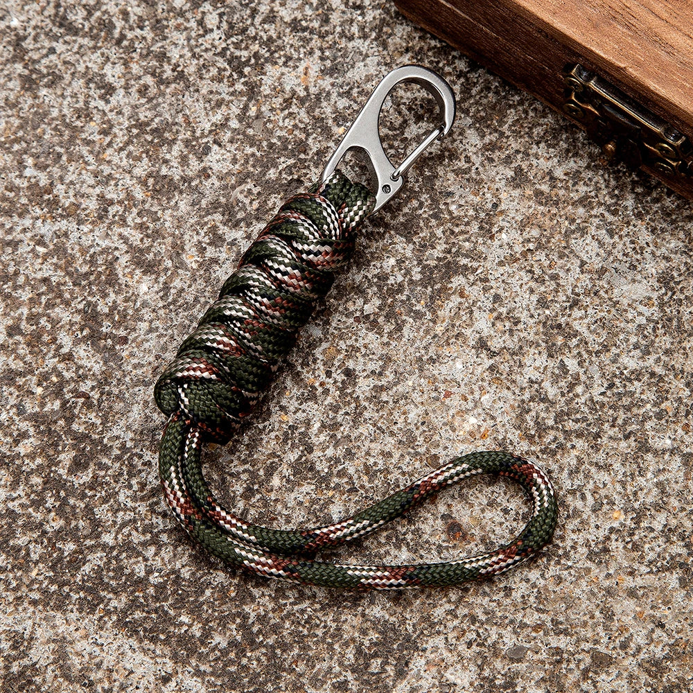 MKENDN Handmade Snake Knot Paracord Keychain Outdoor Rock Climbing Camping Rescue Emergency Survival Rope Metal Key Chains Gifts