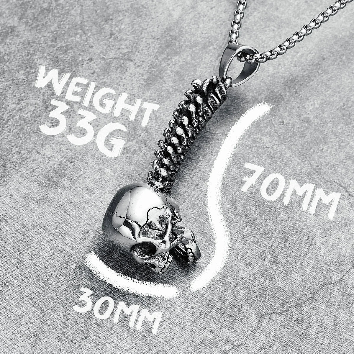 Skeleton Torso Necklace Stainless Steel Pain Skull Spine Rock Rap Hyperbolic Men Pendant Chain for Male Biker Party Jewelry Gift