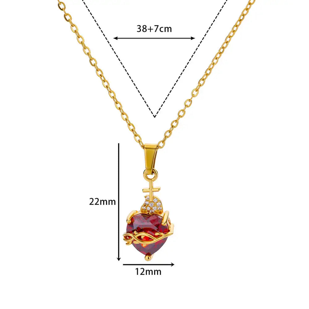 Zircon Heart Cross Necklaces For Women Vintage Geometric Surrounded By Vines Choker Necklace Aesthetic Fashion Jewelry Gift 2024