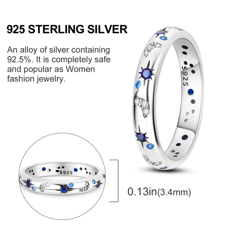 New 925 Sterling Silver Rings Simple Sparkling Stackable Original Rings For Women Anniversary Engagement Love Jewelry Gift