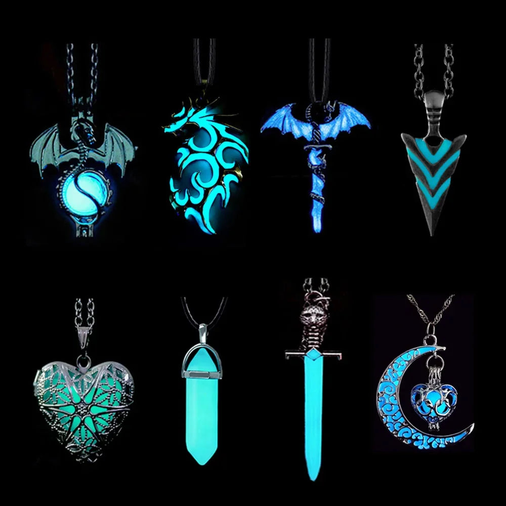 Luminous Dragon Necklace Glowing Night Fluorescence Antique Vintage Glow In The Dark for Men Women Gift Party Halloween Day Club