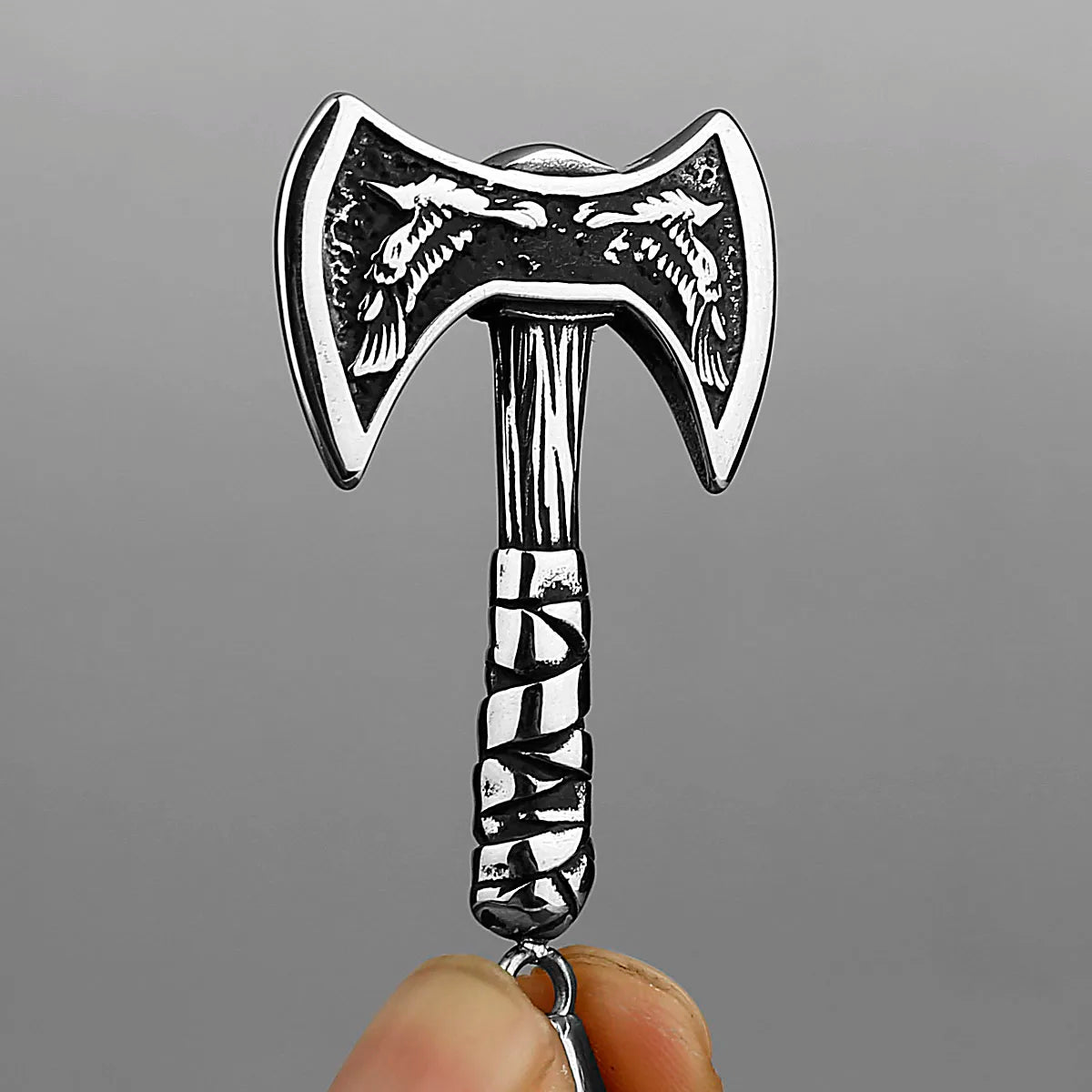 Viking Odin Raven Double Axe Necklace Mixed Gold Color Stainless Steel Pendant Men's Scandinavian Jewelry Party Club Gift