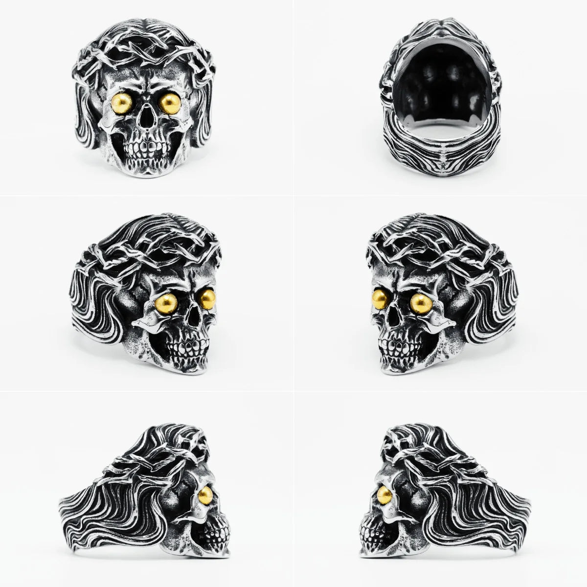 Skull Men Ring 316L Stainless Steel Skeleton Midnight Undead Rock Punk Gothic Rap for Biker Male Boyfriend Jewelry Creative Gift