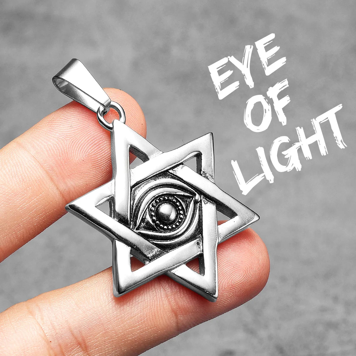 Eye of Light Pendant Six-pointed Star of David Necklace 316L Stainless Steel Men Chain Punk Rock for Male Jewelry Gift Wholesale