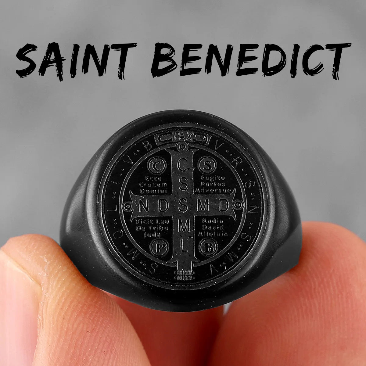 Exorcism amulet Men Ring 316L Stainless Steel Saint Benedict Rings CSPB Punk Hip Hop for Male Boyfriend Jewelry Creativity Gift