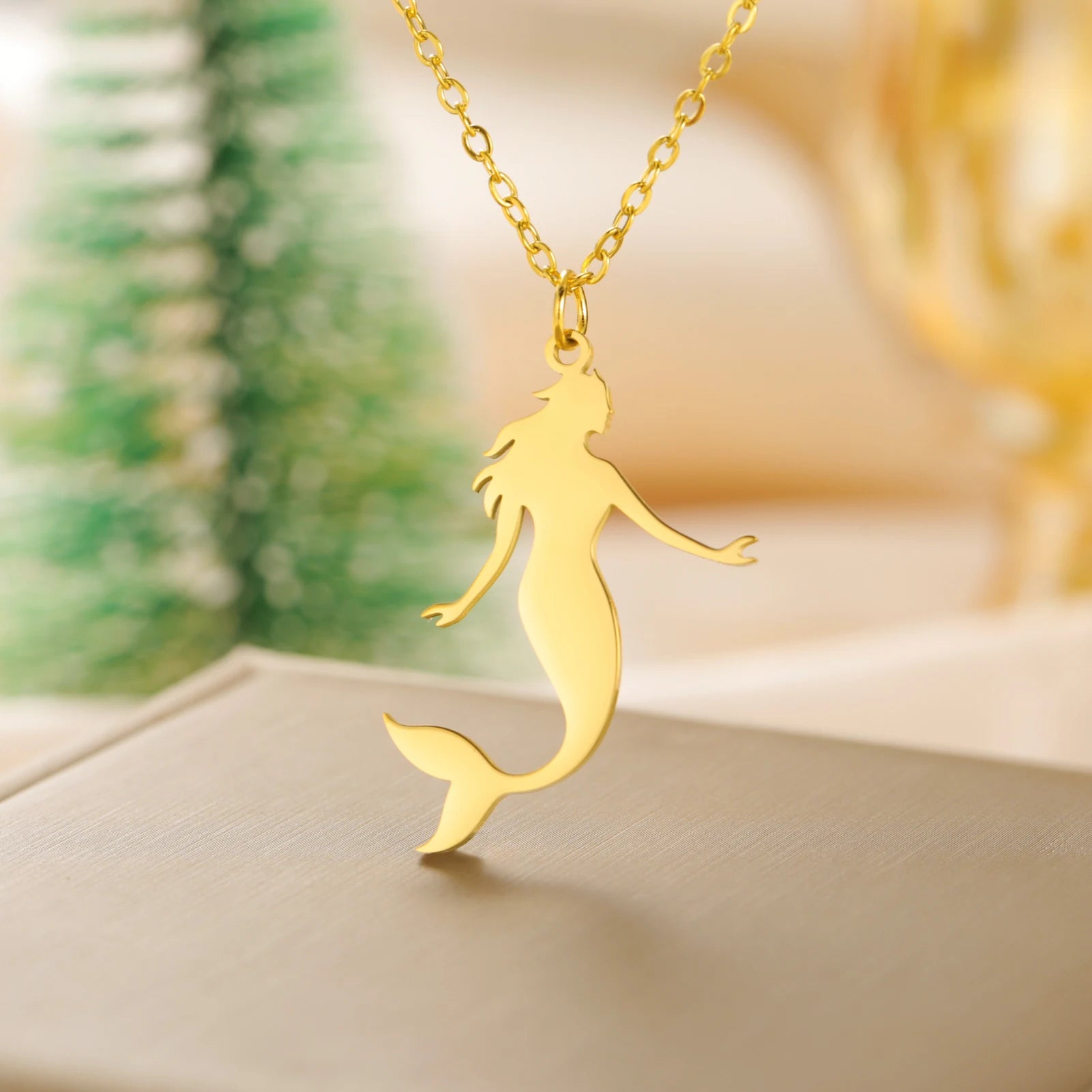 Dreamtimes Stainless Steel Mermaid Necklaces Pendants Neck Chain Choker One Piece jewelry Collarbone Chain Jewellery Women