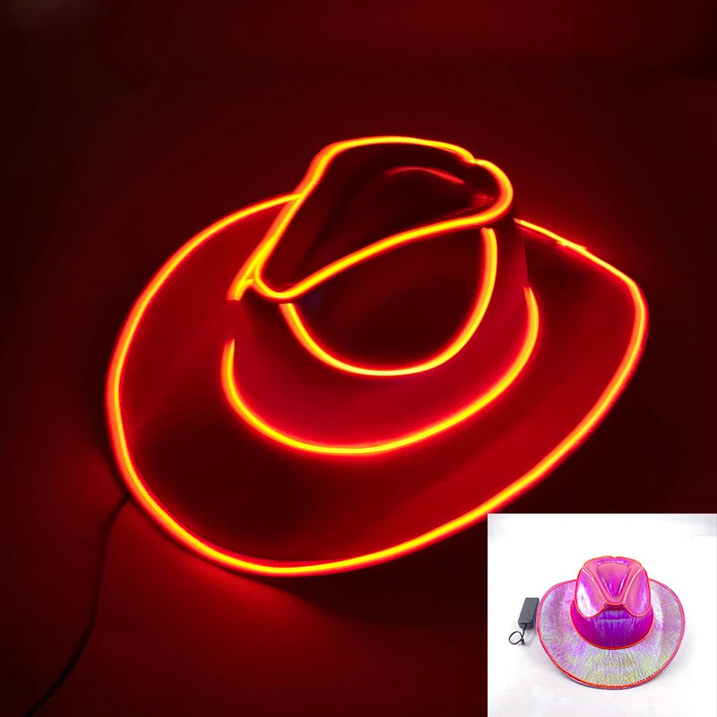 New Arrival Pearlescent Cowboy Hat Dance Costume Decorate Glowing Cowgirl Cap Glowing For Neon NightClub