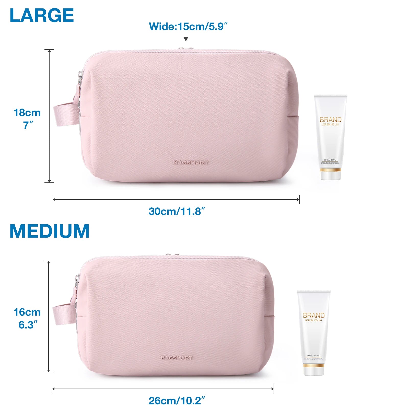 Bolsa de cosméticos para mujer BAGSMART, neceser impermeable para viajes, bolsa ligera para artículos de tocador para hombres, bolsa de maquillaje, artículos de viaje