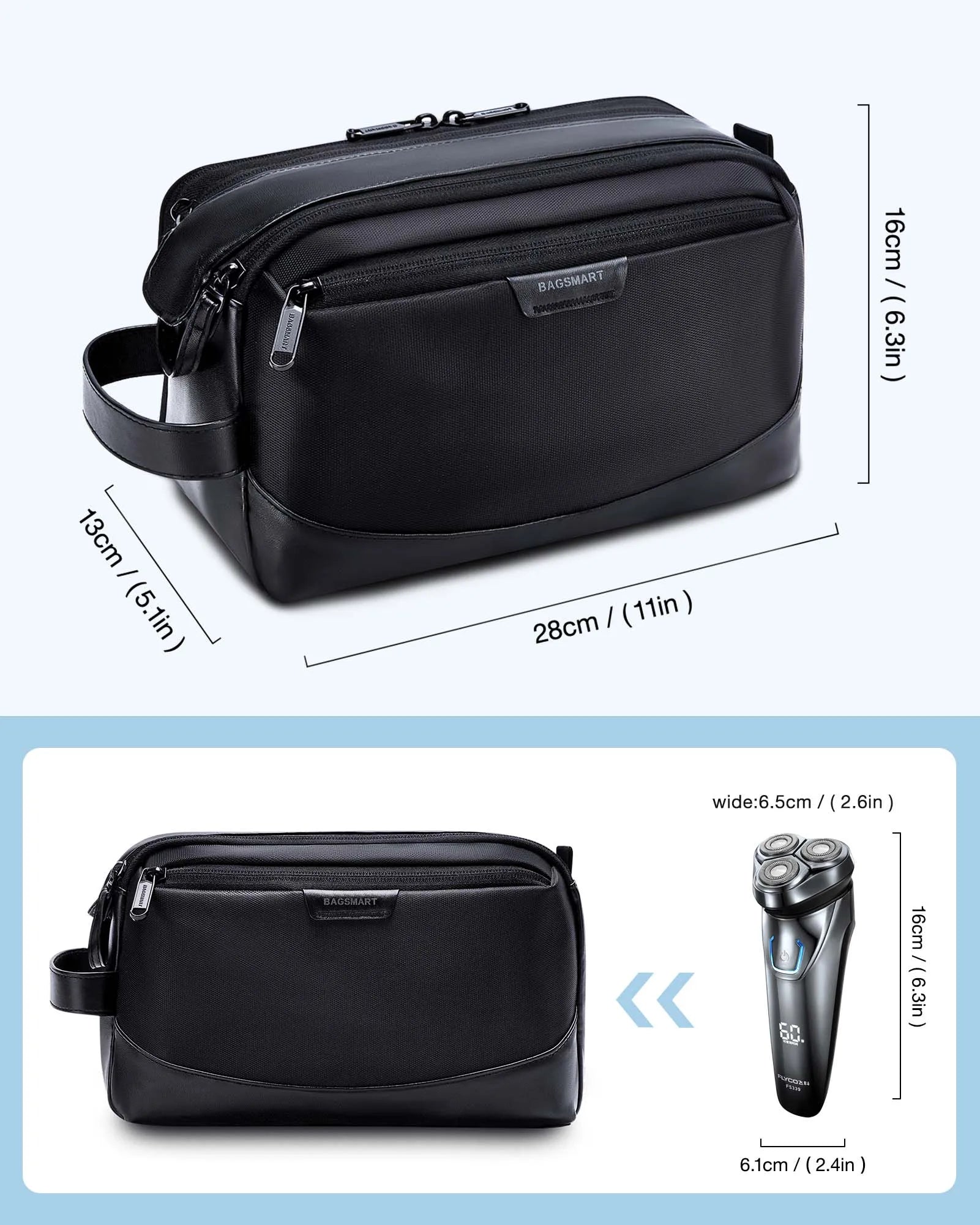 Kulturbeutel für Herren BAGSMART Großer Kulturbeutel-Organizer Dopp Kit Make-up-Tasche Wasserdichte Kosmetiktaschen Reise-Necessaire für Herren