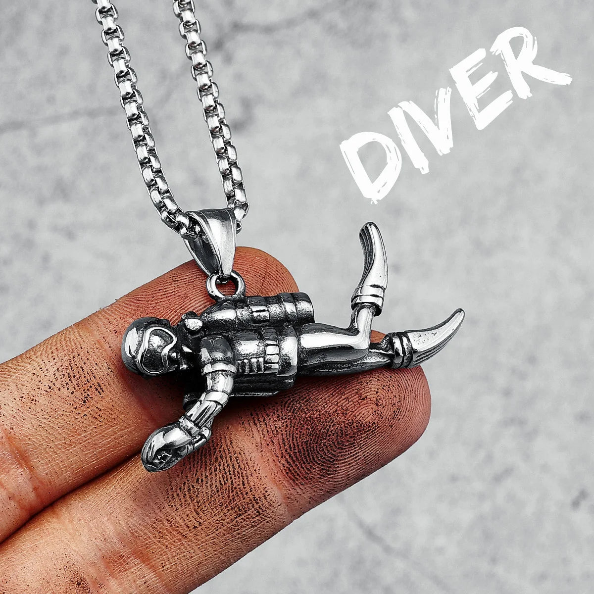 Creative Diver Necklaces Stainless Steel Men Trendy Hip Hop Rap Pendant Chain Party for Boyfriend Male Jewelry Gift Dropshipping