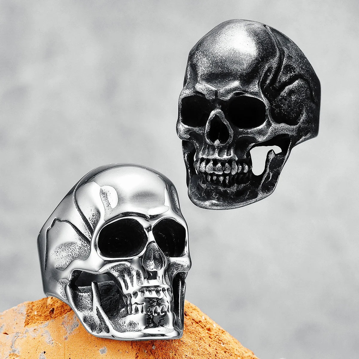 Original Skull Men Ring 316L Stainless Steel High Polished Rock Punk HipHop Rap for Biker Rider Male Boyfriend Jewelry Best Gift