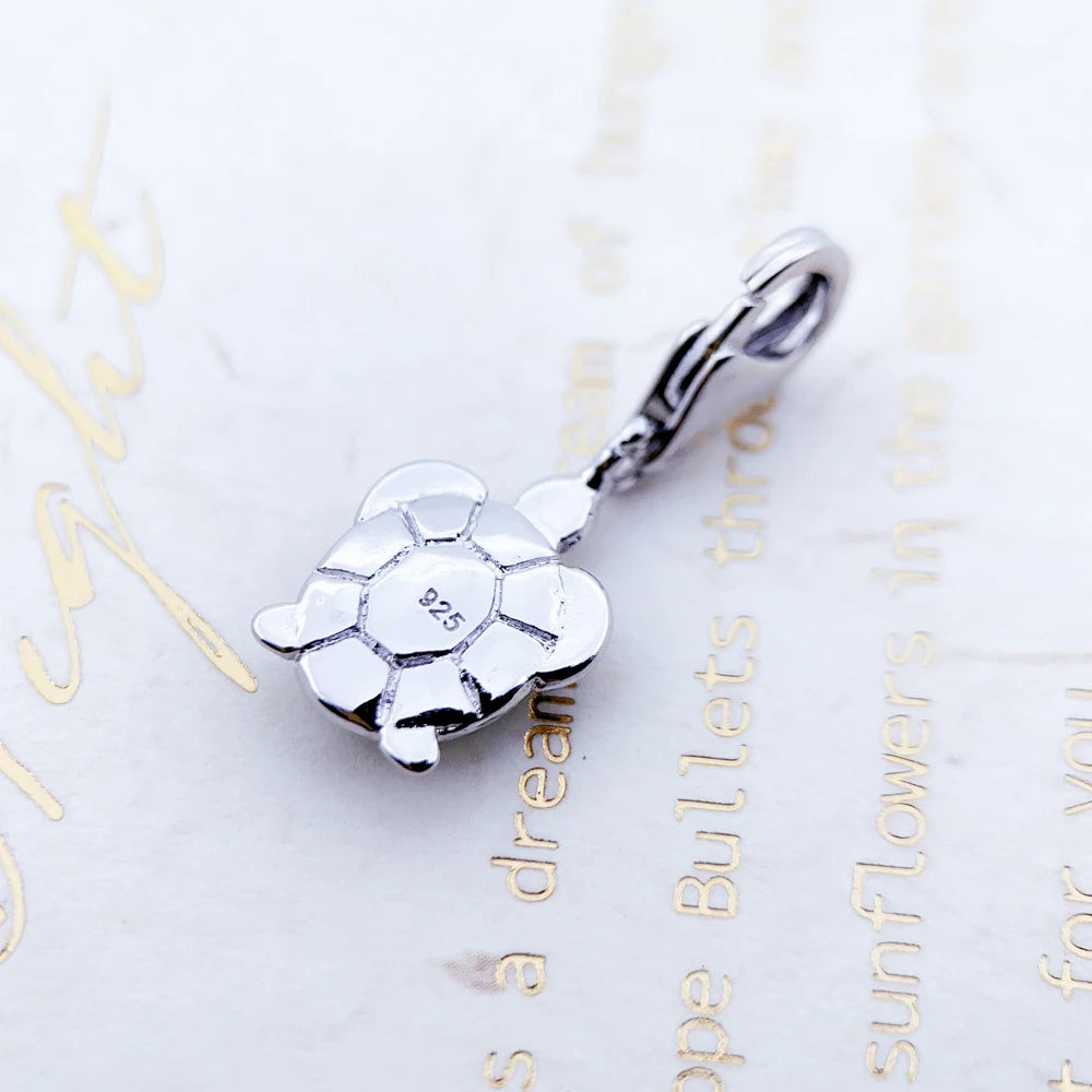 Green Turtle Charm Pendants For Women Men Brand New 925 Sterling Silver Cute Ocean Jewelry