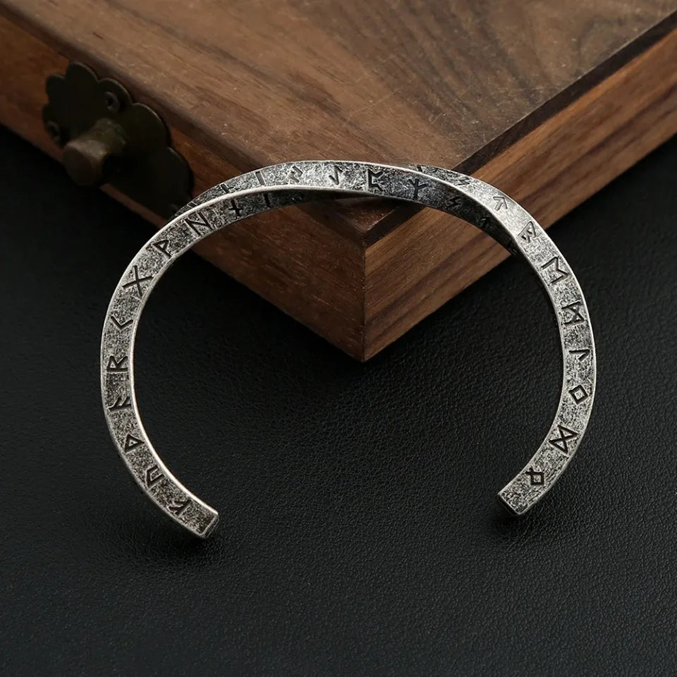 Nordic Vikings Twist Cuff Bracelet Punk Fashion Stainless Steel Viking Letter Bangles For Men Vintage Party Jewelry Dropshipping