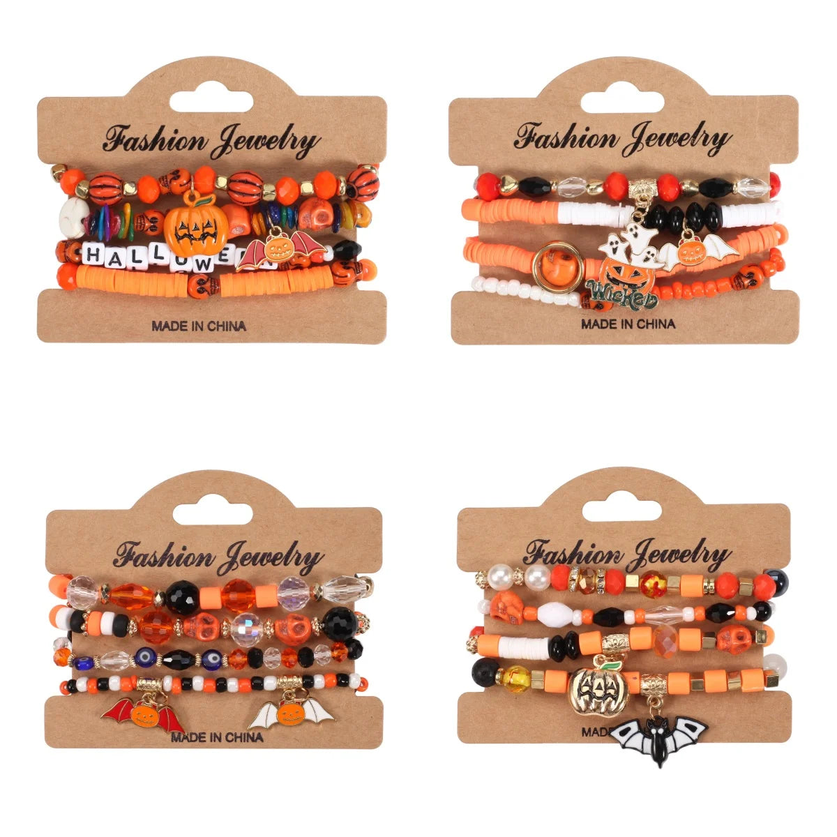 Halloween Pumpkin Bat Spider Bracelets