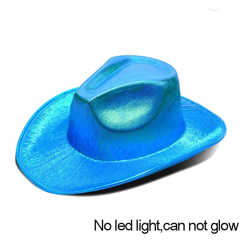 New Arrival Pearlescent Cowboy Hat Dance Costume Decorate Glowing Cowgirl Cap Glowing For Neon NightClub