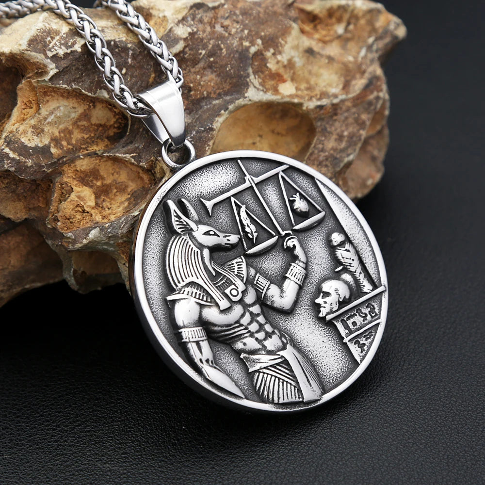 New Vintage 316L Stainless Steel Lucifer With Anubis Pendant Necklaces For Men Women Egypt Mythology Jewelry Gifts Dropshipping