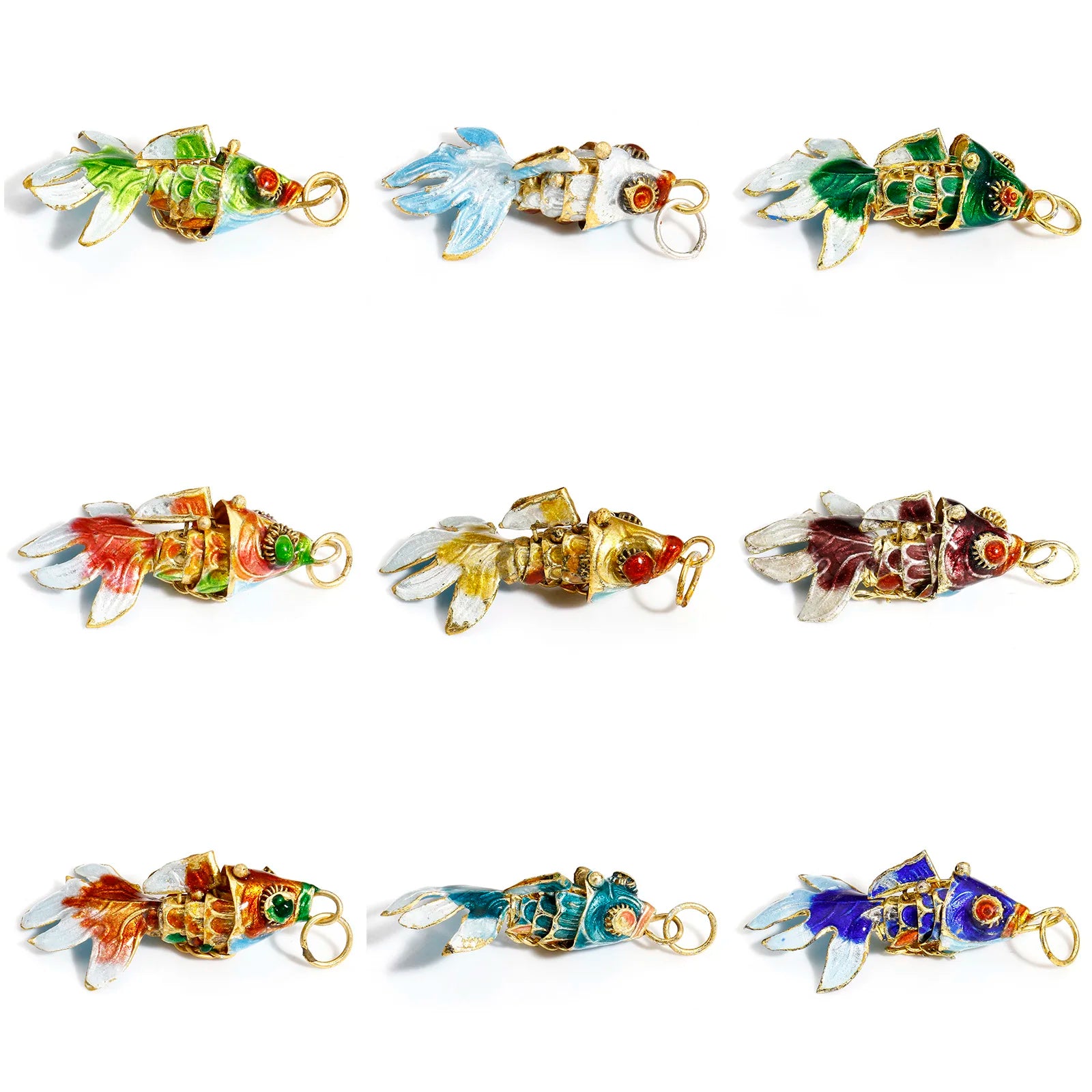 1pc Copper 3D Fish Charms Movable Pendants Multicolor Gold Plated Ocean Jewelry Charms For Diy Necklace Bracelet Making Supplies