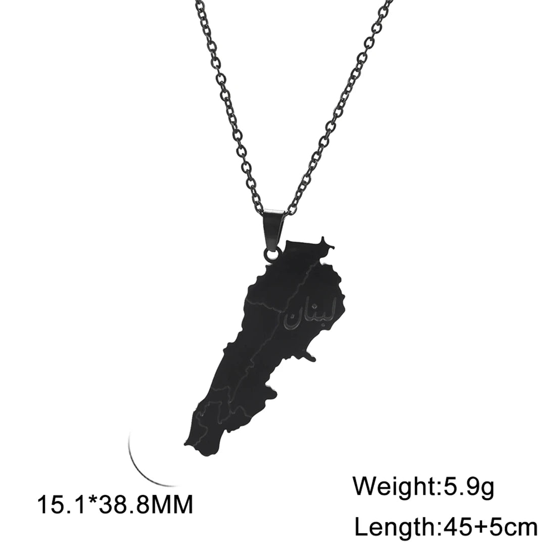 EUEAVAN Classic Lebanon Map Pendant Necklaces Stainless Steel Lebanese Country Flag Necklace Charm Patriotic Jewelry Gift