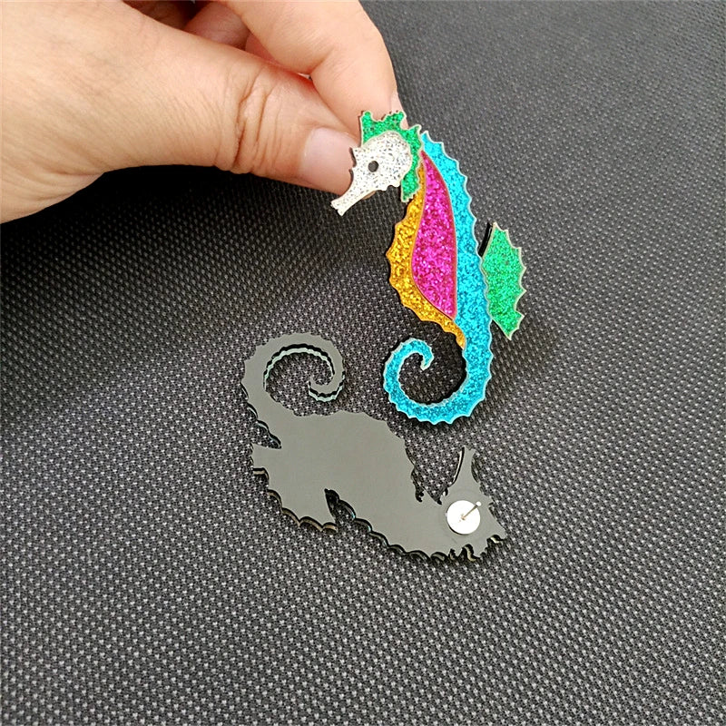 Colorful Seahorse Long Stud Earrings For Women