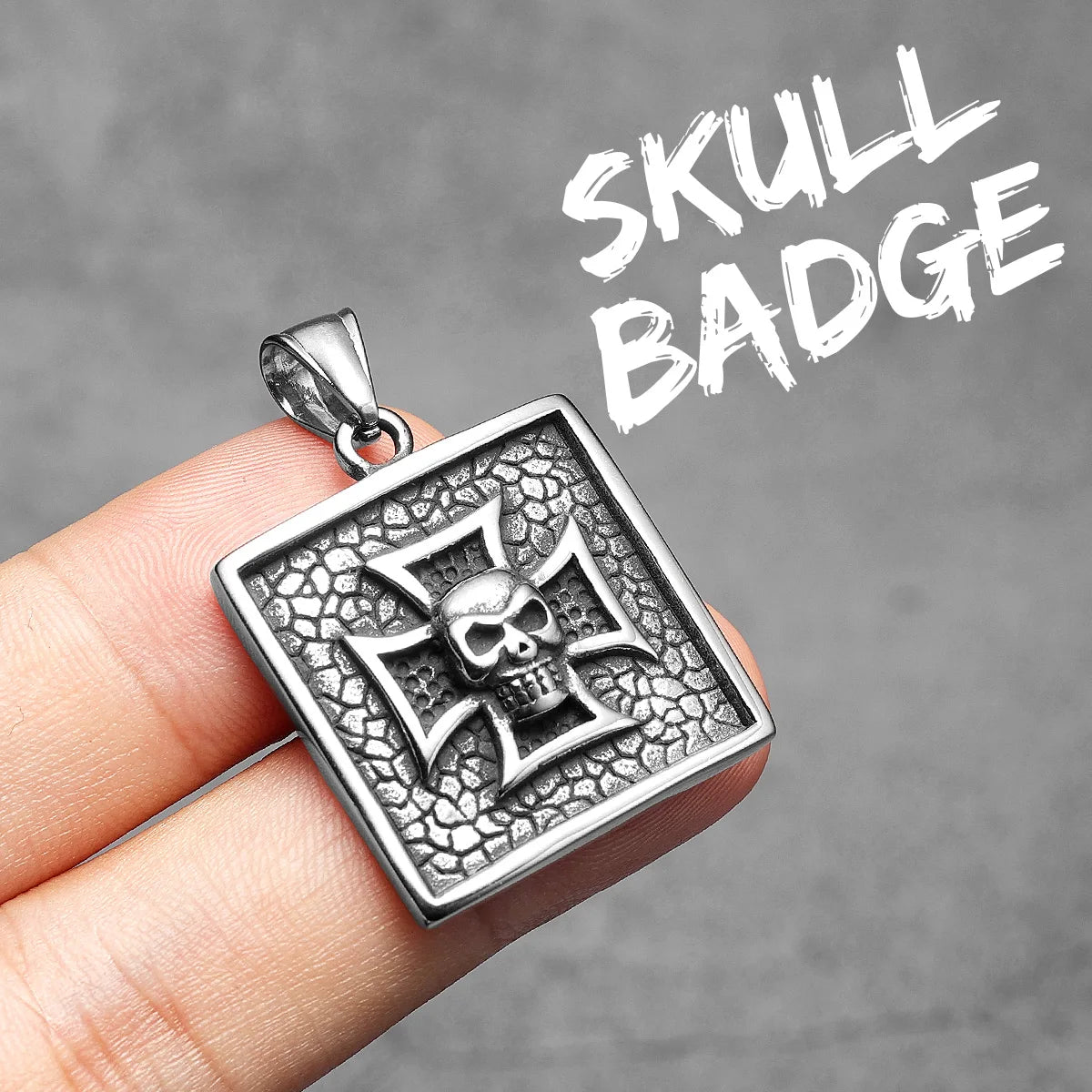 Skull Badge Pendants Vintage Punk Necklace 316L Stainless Steel Men Chains Rock Hip Hop Party Jewelry Gift for Male Dropshipping