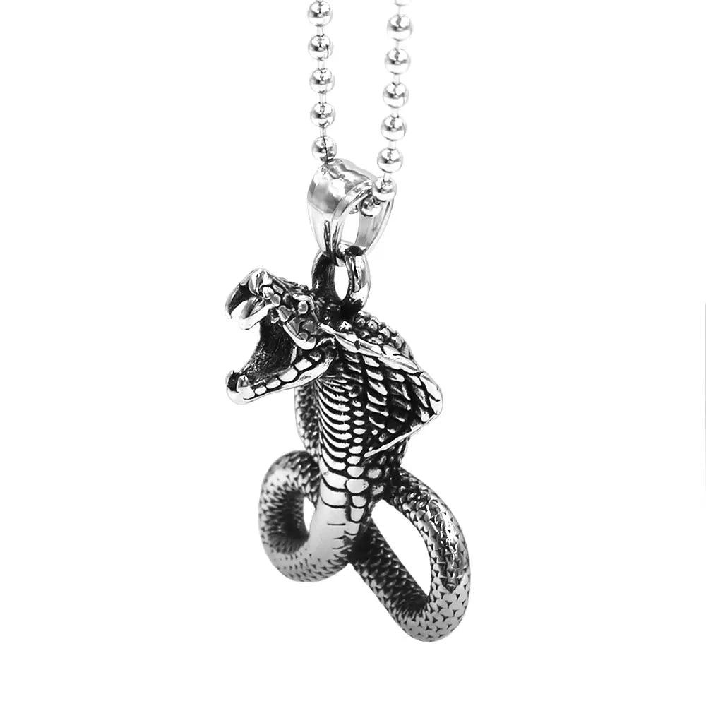 Fashion Cobra Pendant Necklace Stainless Steel Punk Snake Men Pendant Biker Charm Jewelry Gift SWP0639A