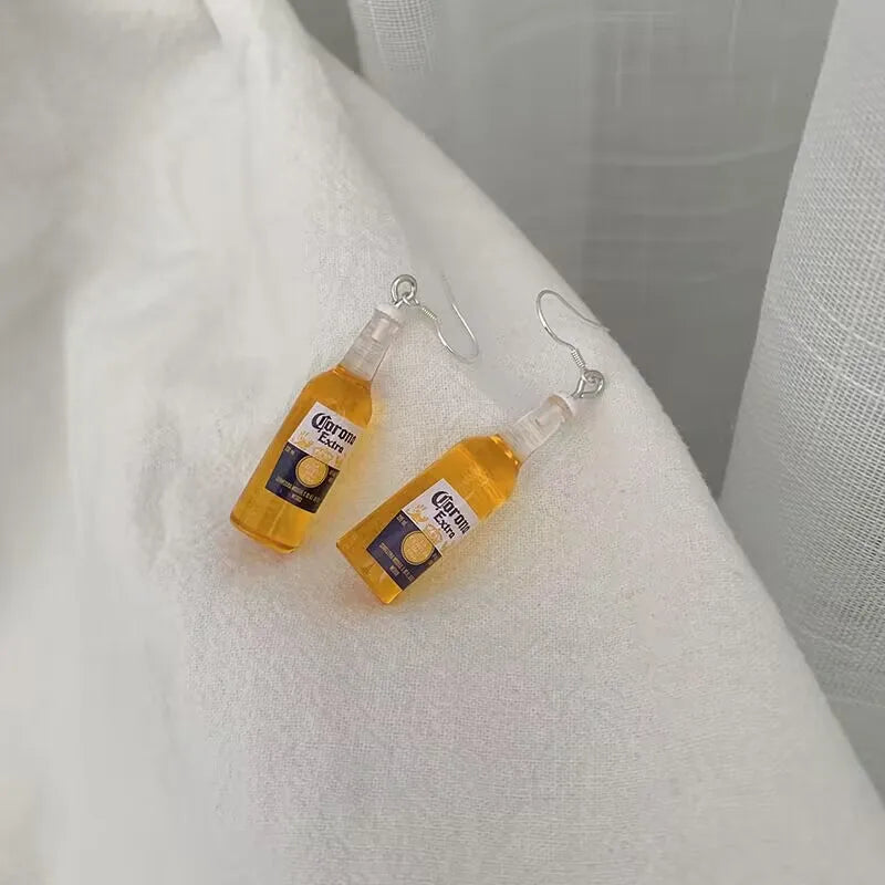 Fashion Resin Beer Bottle Earring Creative Simulation of Mineral Bottles Earrings Cute Handmade Earrings Womens Jewelry