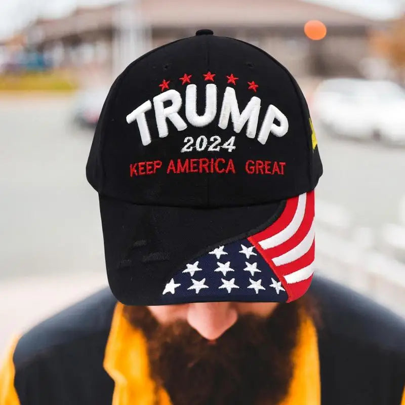 Casquettes de baseball Trump 2024 Chapeau présidentiel américain Slogan brodé Snapbacks Chapeaux Drapeau américain Casquette de baseball neutre réglable