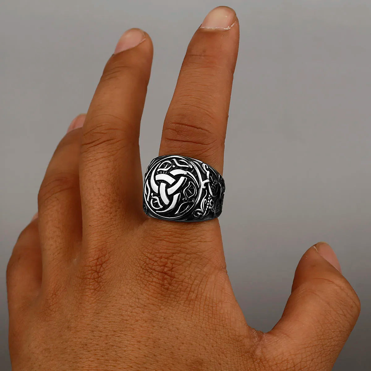 Wikinger-Drachenrune-Ring aus Edelstahl für Herren, Wikinger-Mode, Temperament-Ring, Hip-Hop-Straßen-Männer, Motorrad-Männerschmuck