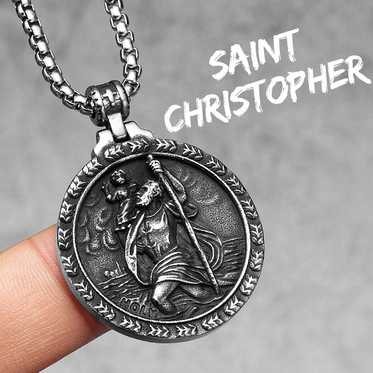 Saint Christopher Männer Halskette 316L Edelstahl Kette Anhänger Reisenden Amulett Jesus Vintage für Männer Schmuck Geschenk Großhandel