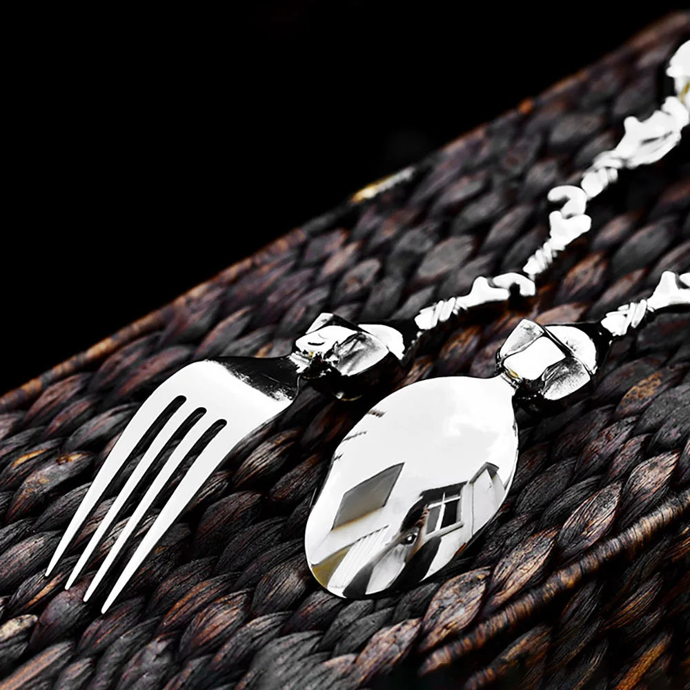 New Design 304L Stainless Steel Skull Crown Fork Spoon For Men Women Fashion Punk Personality Creative Tableware Party Jewelry