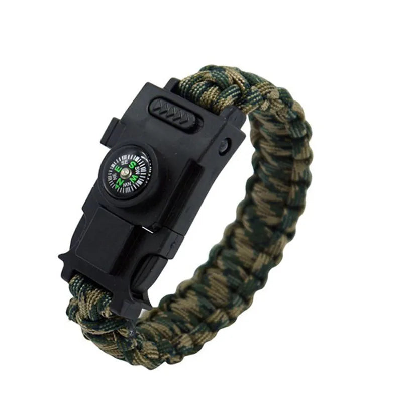 Emergency Paracord Rope Led Light Survival Bracelet Outdoor Multifunction SOS Rescue Survival Bracelet Compass Sport Whistle