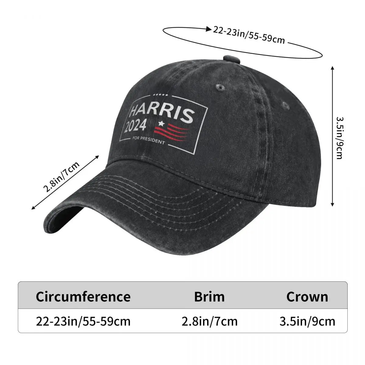 Classic Kamala Harris 2024 President Campaign Baseball Caps Unisex Distressed Denim Headwear Joe Biden Outdoor All Seasons Hat