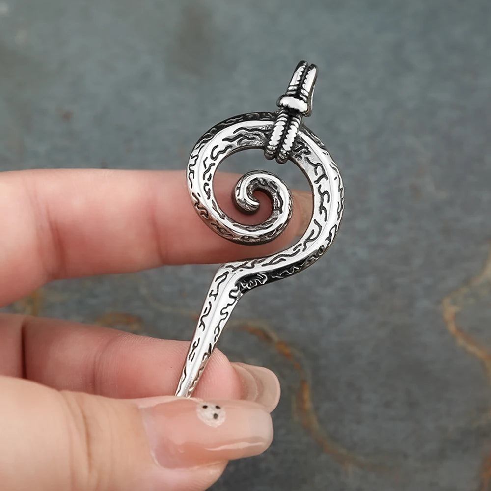 Vintage Egyptian Pharaoh Mayan Totem Snake Stick Pendant  Necklace For Men Women Stainless Steel Animal Amulet Jewelry Wholesale