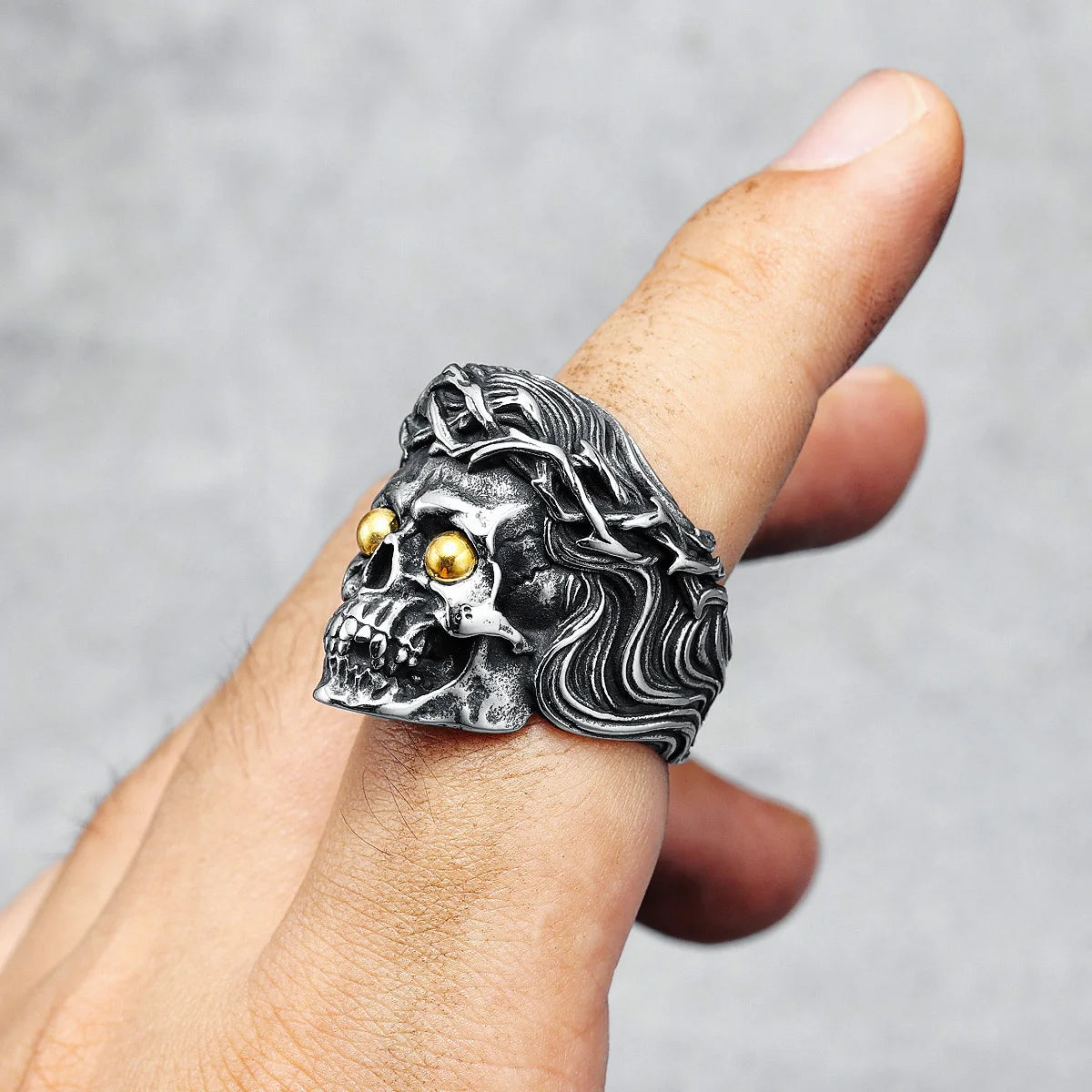 Skull Men Ring 316L Stainless Steel Skeleton Midnight Undead Rock Punk Gothic Rap for Biker Male Boyfriend Jewelry Creative Gift