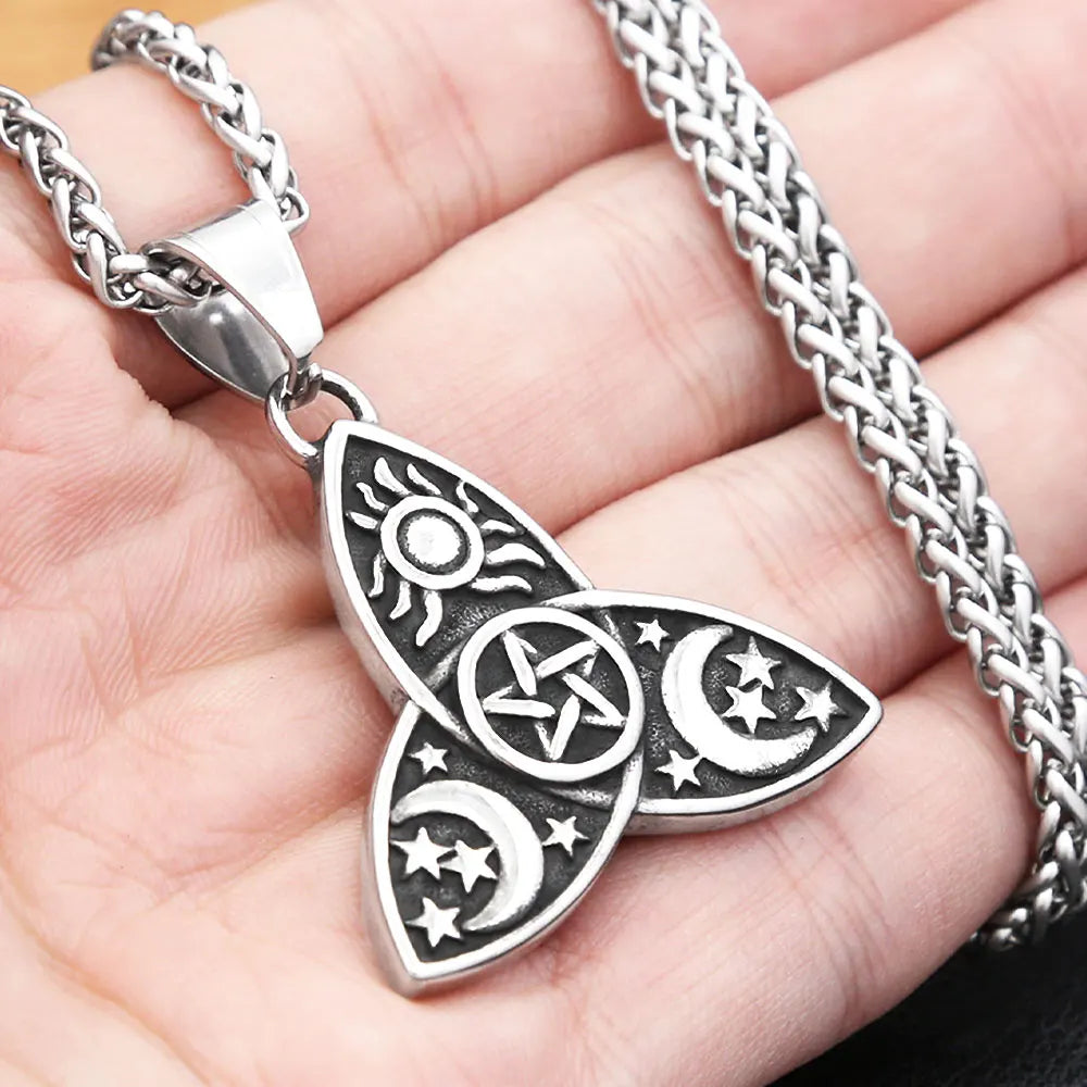 Vintage Vikings Stainless Steel Sun And Moon Celtic Knot Pendant Necklaces Fashion Nordic Witchcraft Witch Knot Necklace Jewelry