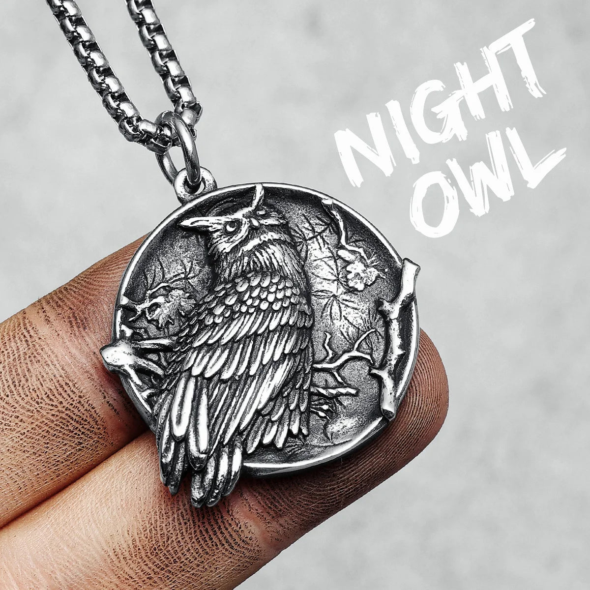 Night Owl Pendants Men Necklace 316L Stainless Steel Fortune Amulet Chain Rock Party for Friend Male Jewelry Best Gift Wholesale