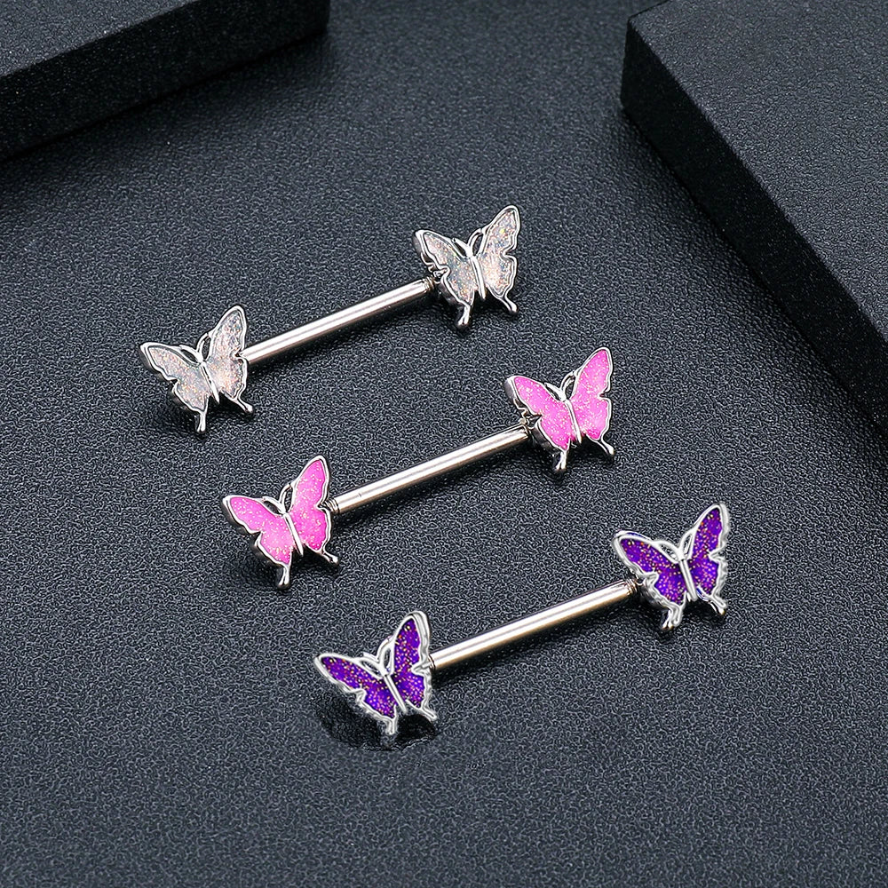 Brustwarzenpiercings mit roten Kristallen und Zirkonia, Herz-Blumen-Design, Hantel, 14 G Chirurgenstahl, süßer Bär, baumelnde Brustwarzenringe, Schild, Bar-Schmuck, 2 Stk