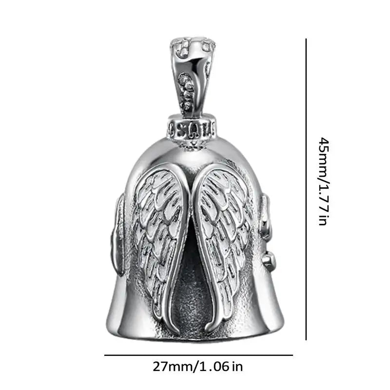 Vintage Cross Wings Angel Guardian Bell Motorcycle Necklace for Men Fashion Charm Bell Pendant Rider Jewelry Gift