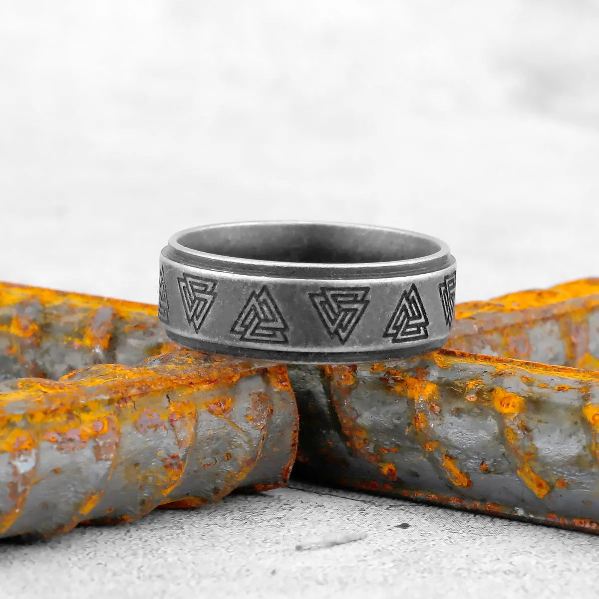 Viking Stainless Steel Ring Anchor Compass Tree of Life Nordic Viking Rune Wolf Men and Women Ring Jewelry for Boyfriend as Gift